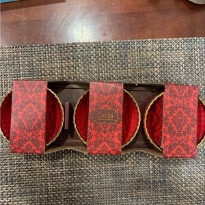 Dalia Red and Gold Serving Set with wooden board